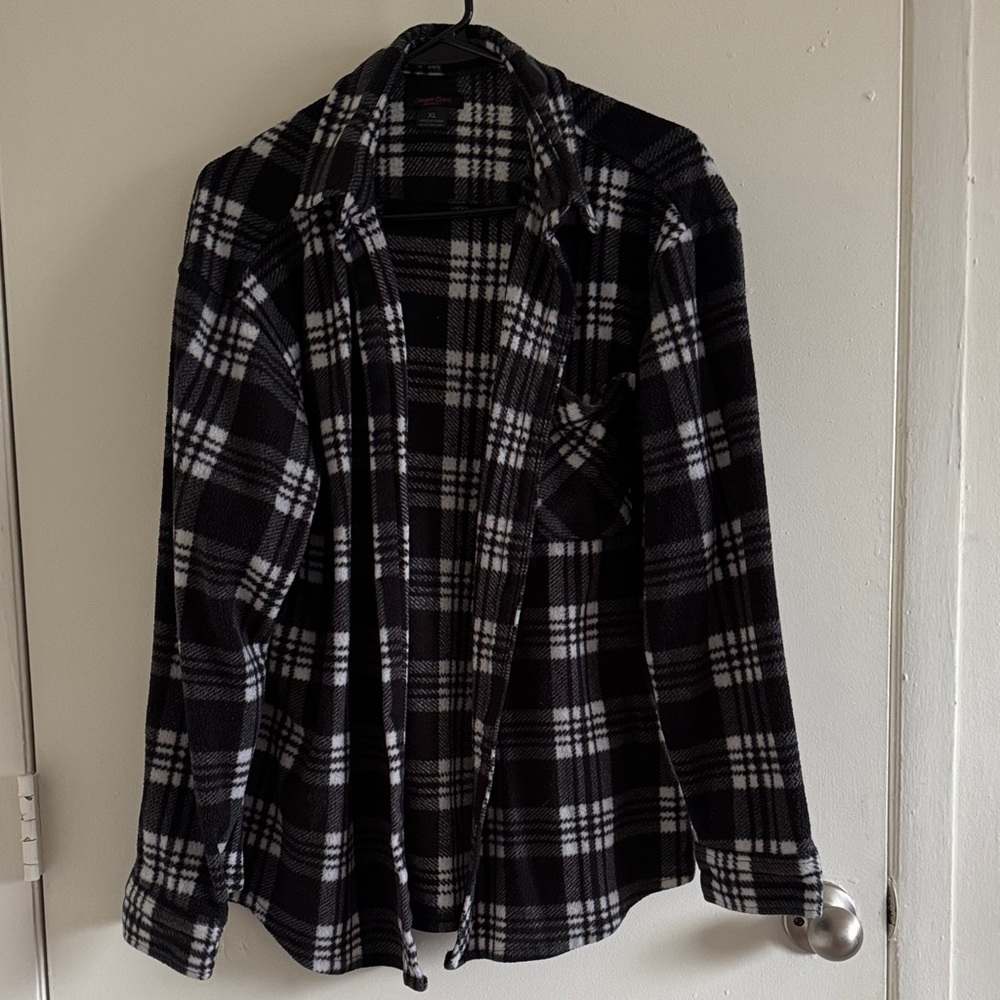 Black and White Plaid Flannel Shirt